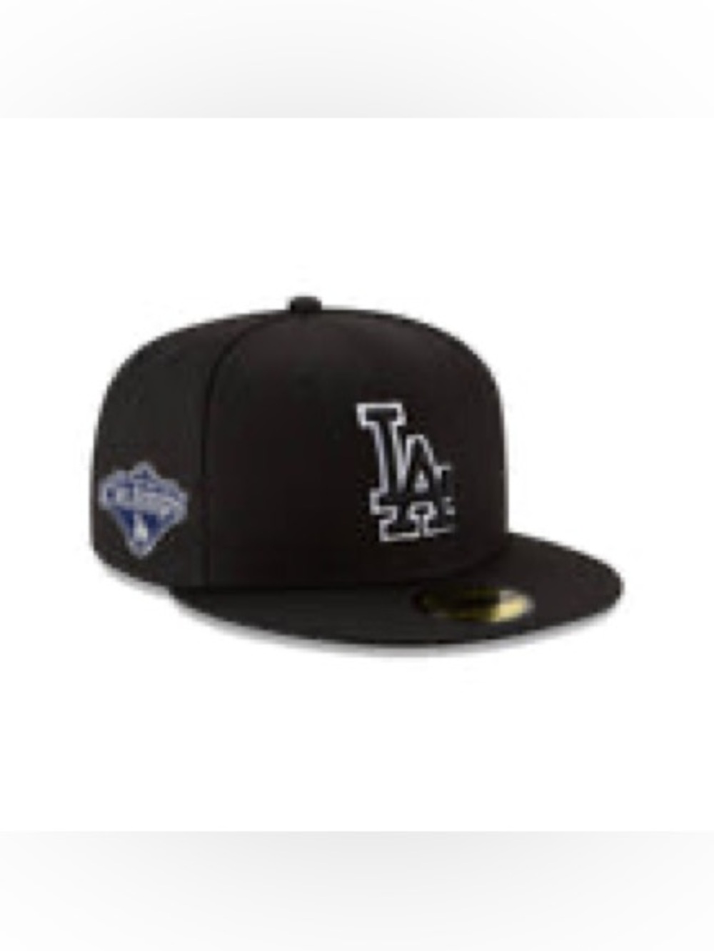 Los Angeles Dodgers Black & White BackBack Champions Patch White Outline 59FIFTY